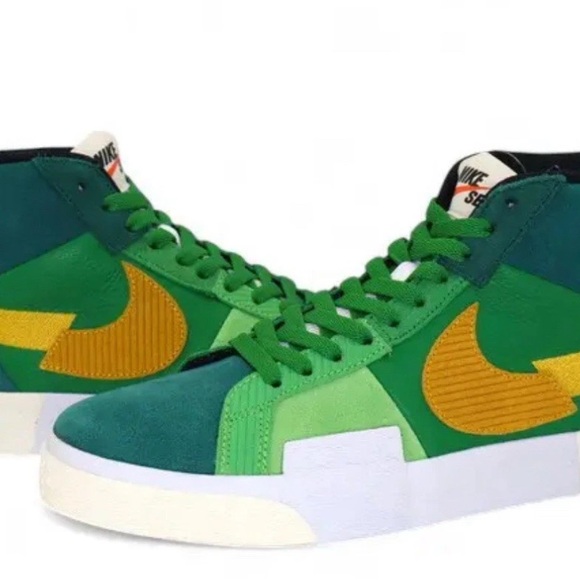 Nike SB Zoom Blazer Mid Mosaic Pack, Aloe Verde/University Gold, Women’s Size 7 - Picture 8 of 9